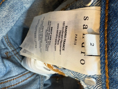 SANDRO. Falda denim abalorios
