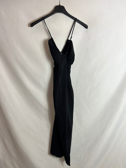 ZARA. Vestido midi negro aperturas. T XS