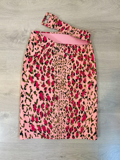 CAROLINA HERRERA . Falda midi estampado con cinturón