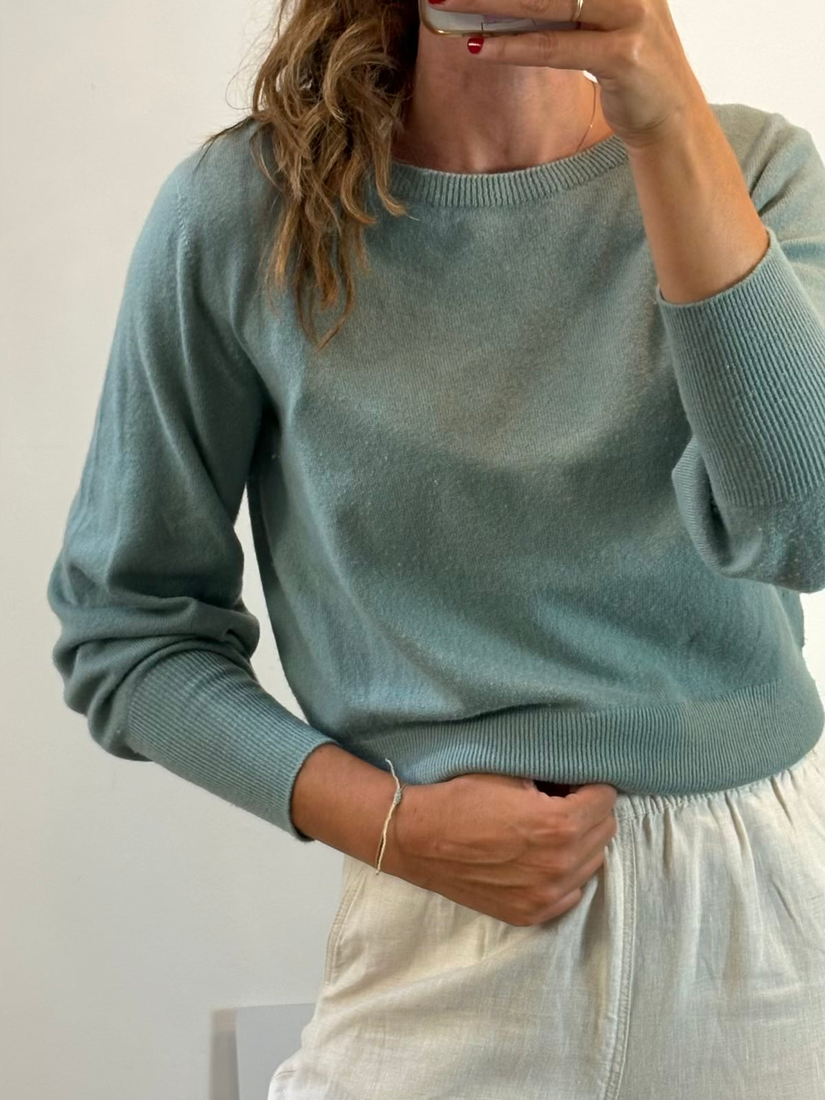 COMPTOIR DES COTONNIERS. Jersey verde agua cashmere