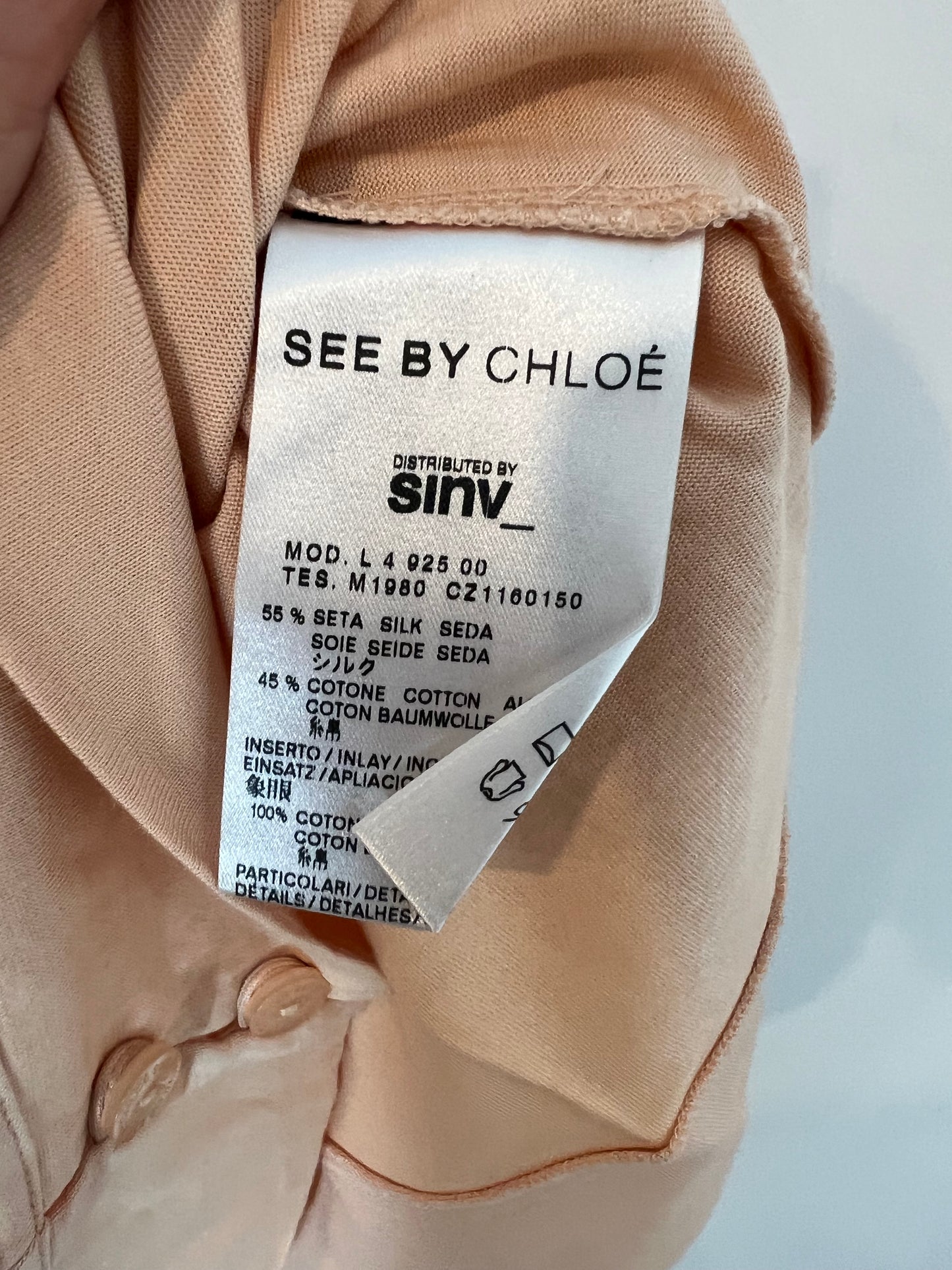 SEE BY CHLOÉ. Top tono pastel algodón y seda. T 40 (s)