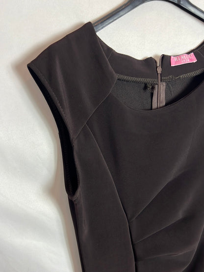 RIMINI. Total look: stretchy brown dress and jacket. Medium/Large