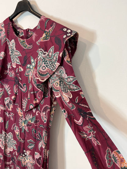 PANAMBI. Vestido largo estampado detalle volante. T 36