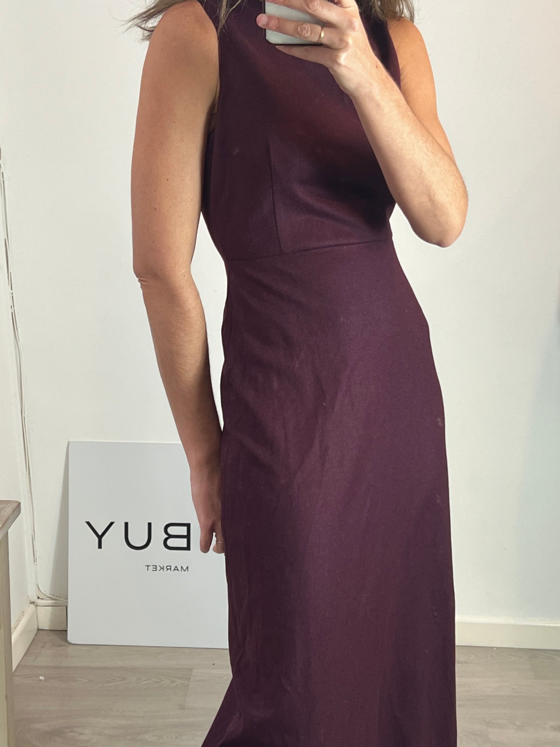 Vestido Jersey Largo Zara Vestido Midi Burdeos Lana – Hibuy Market