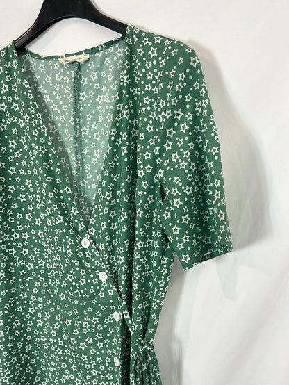 TDDPSSHDP. Vestido midi verde estrellas. T M