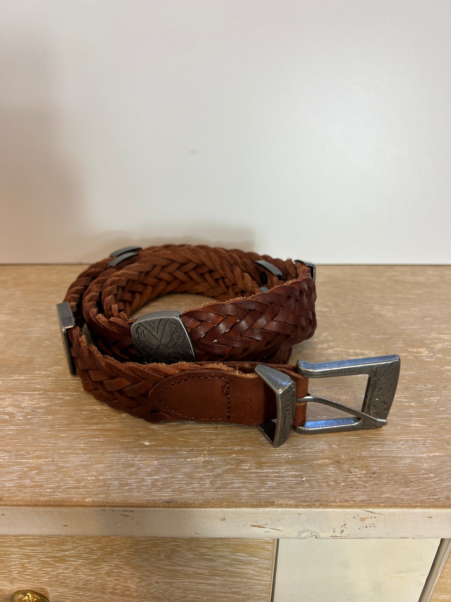 OTRAS. Cinturón trenzado marrón T.m