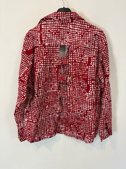 KIMALÉ. Conjunto falda y camisa roja estampada. T 36