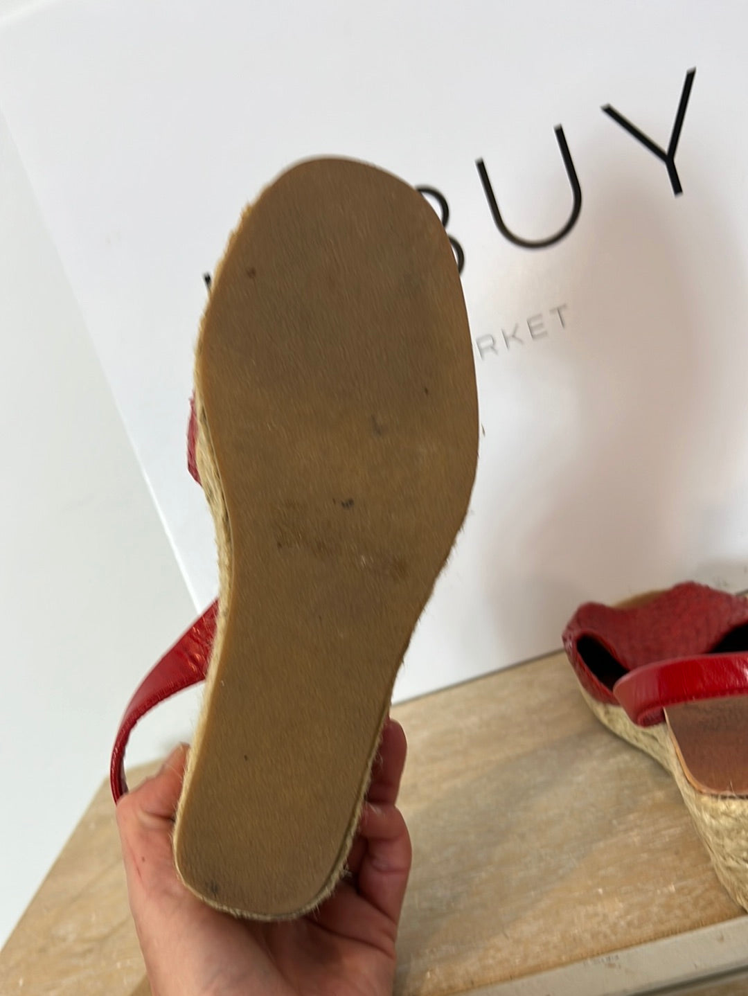 AVARCA MENORQUINA. Cuña esparto piel roja. T 40