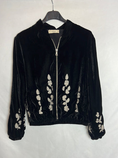 MANGO. Bomber negra terciopelo T.13-14 años (xxs)