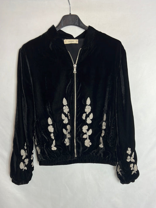 MANGO. Bomber negra terciopelo T.13-14 años (xxs)