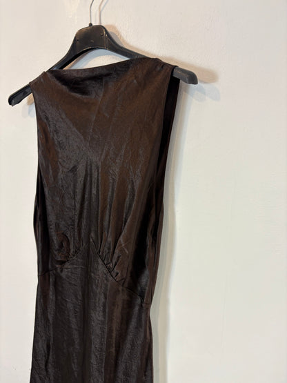 ZARA. Vestido largo fluido marrón chocolate