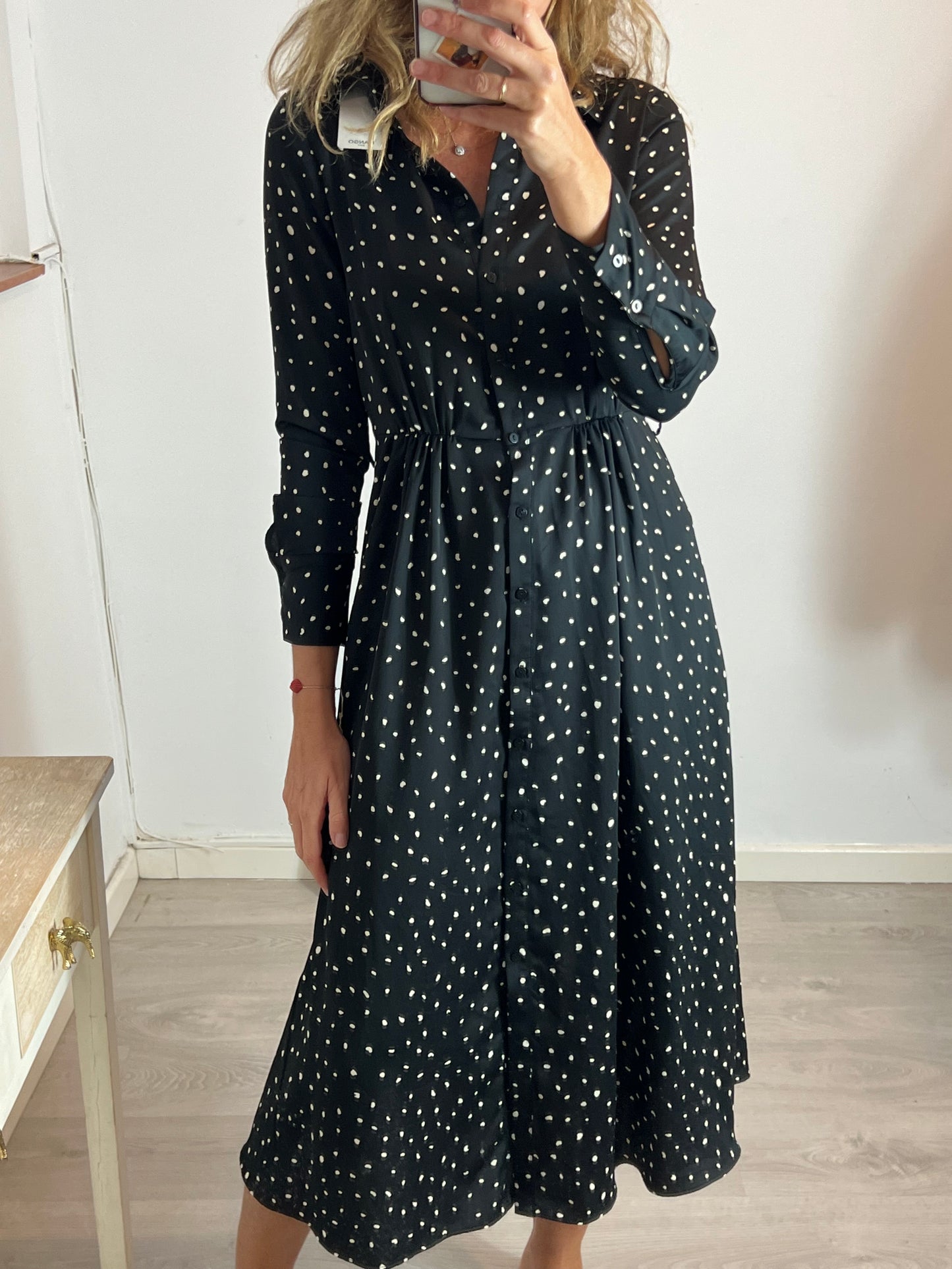MANGO. Polka dot shirt dress Tm