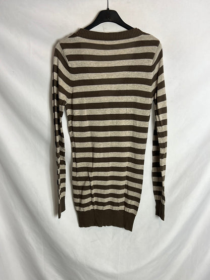 OTHERS. Brown and beige striped cardigan. Size s/m