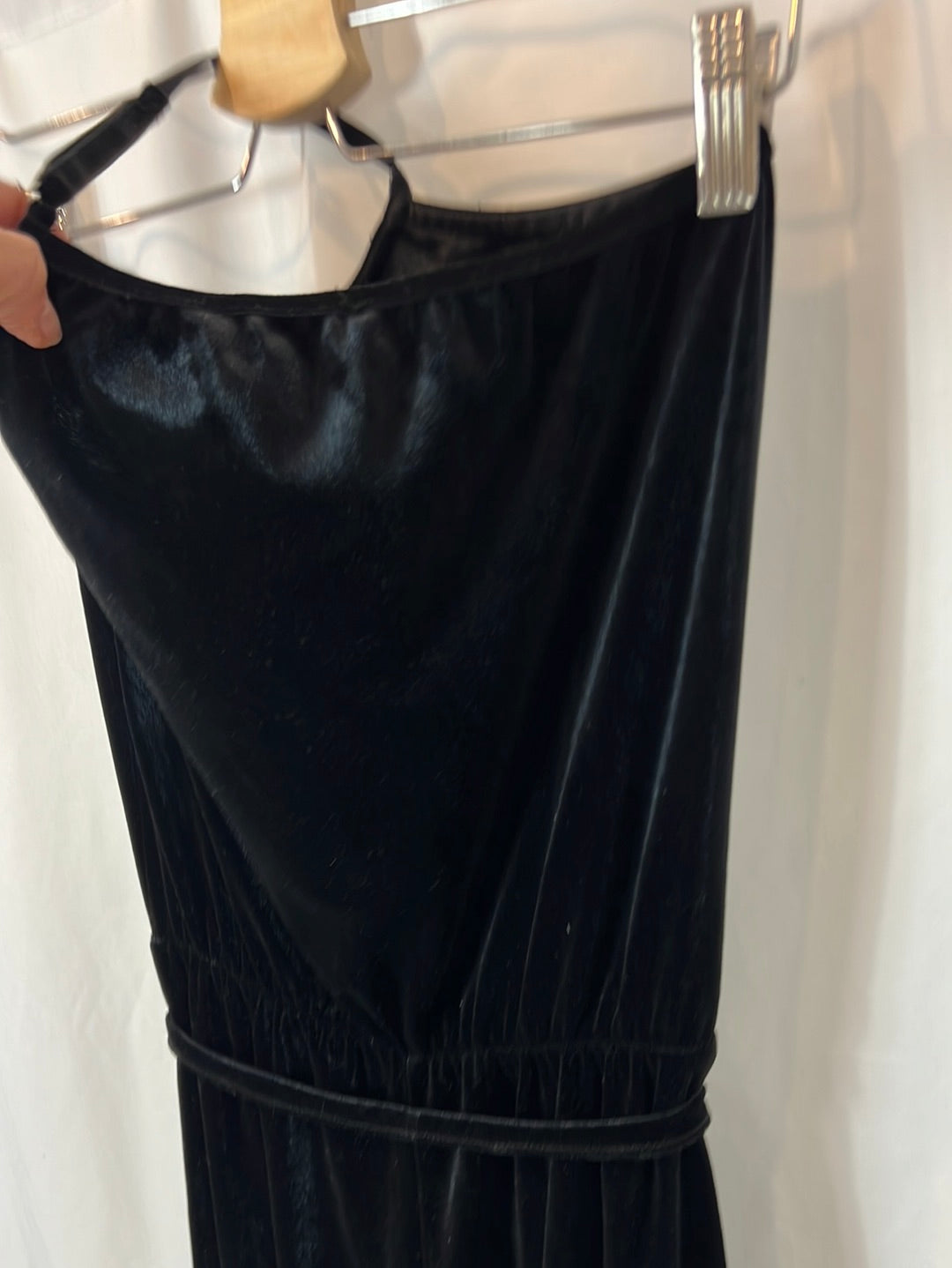 BROWNIE. Long black velvet jumpsuit. XS/S