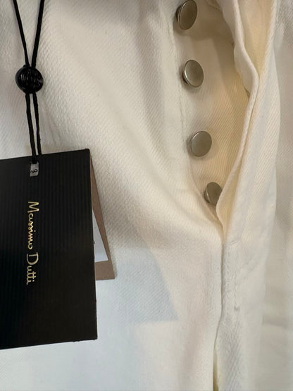 MASSIMO DUTTI. Denim recto blanco abotonado