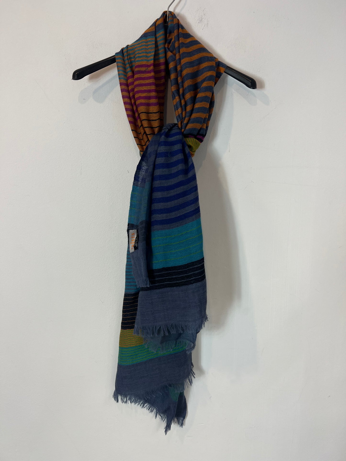 ZRISYS. Blue striped wool scarf