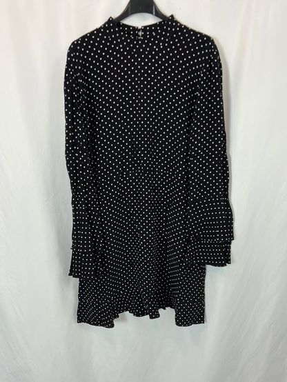 ZARA. Flowing black polka dot dress. Size XL