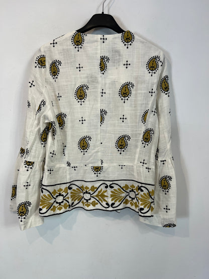 ZARA. Conjunto blanco bordado T.xs