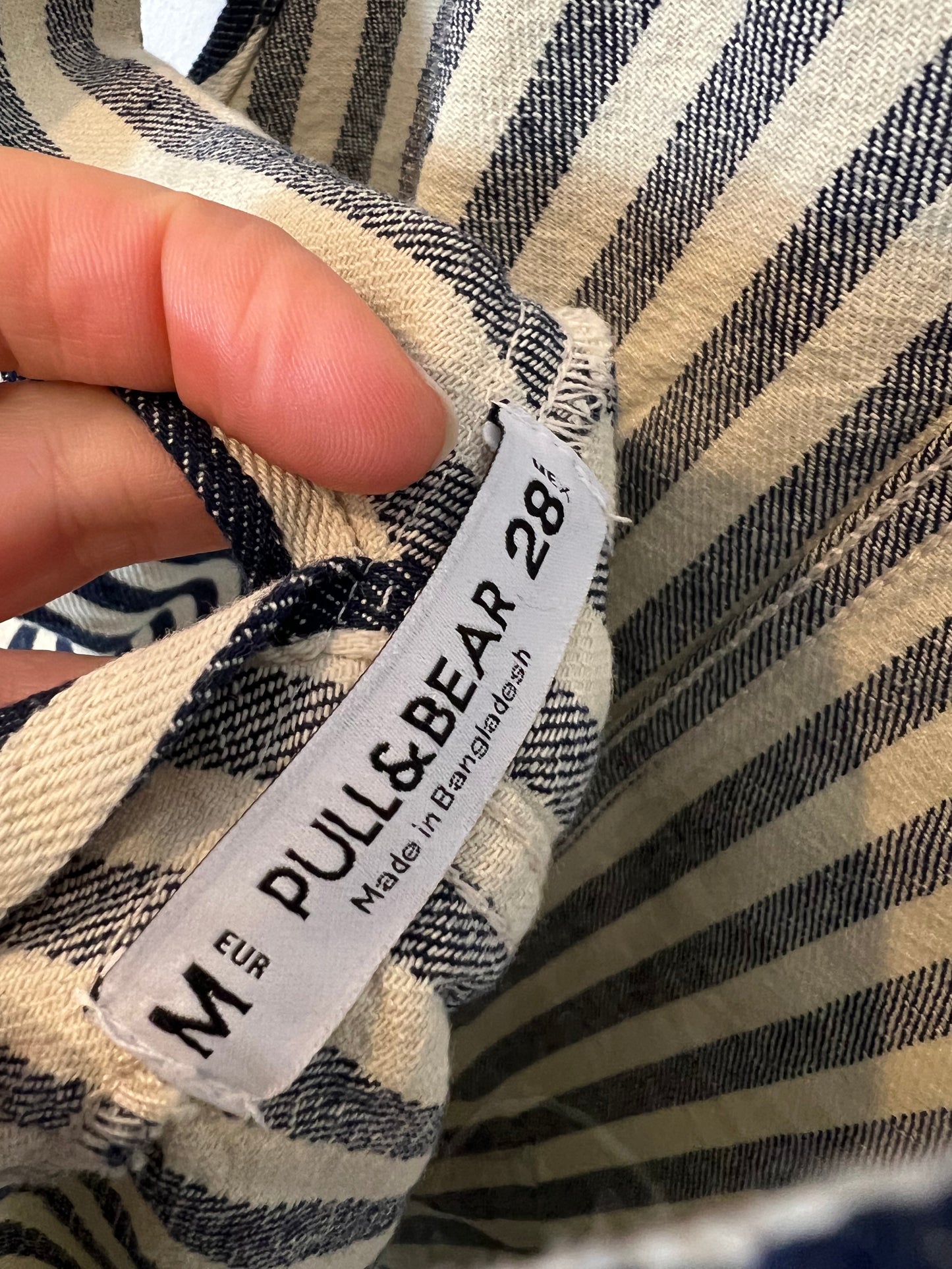 PULL&amp;BEAR. Blue striped cotton short jumpsuit. TM