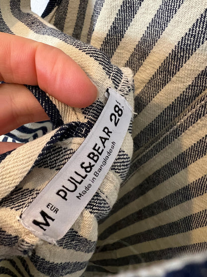 PULL&amp;BEAR. Blue striped cotton short jumpsuit. TM