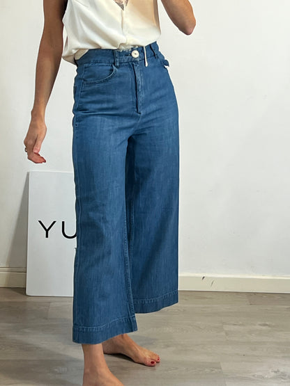 MASSCOB. Denim pata ancha cropped