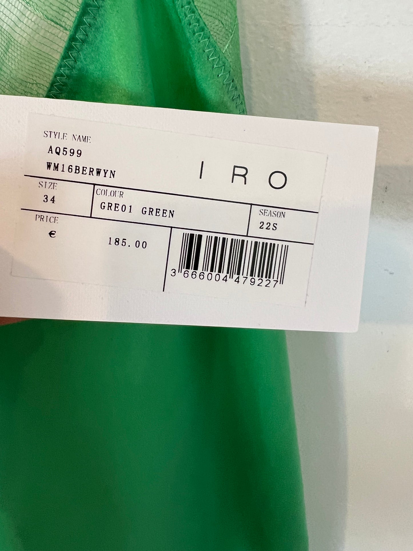 IRO. Top lencero verde seda T.34