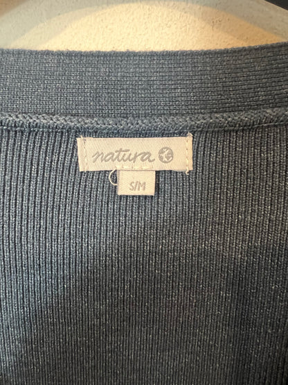 NATURA. Vestido midi punto azul. T S/M