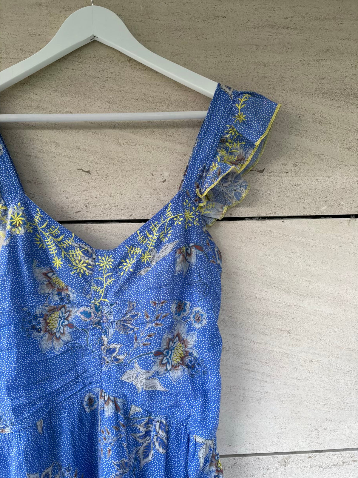 SOPHIE+LUCIE. Vestido largo azul estampado