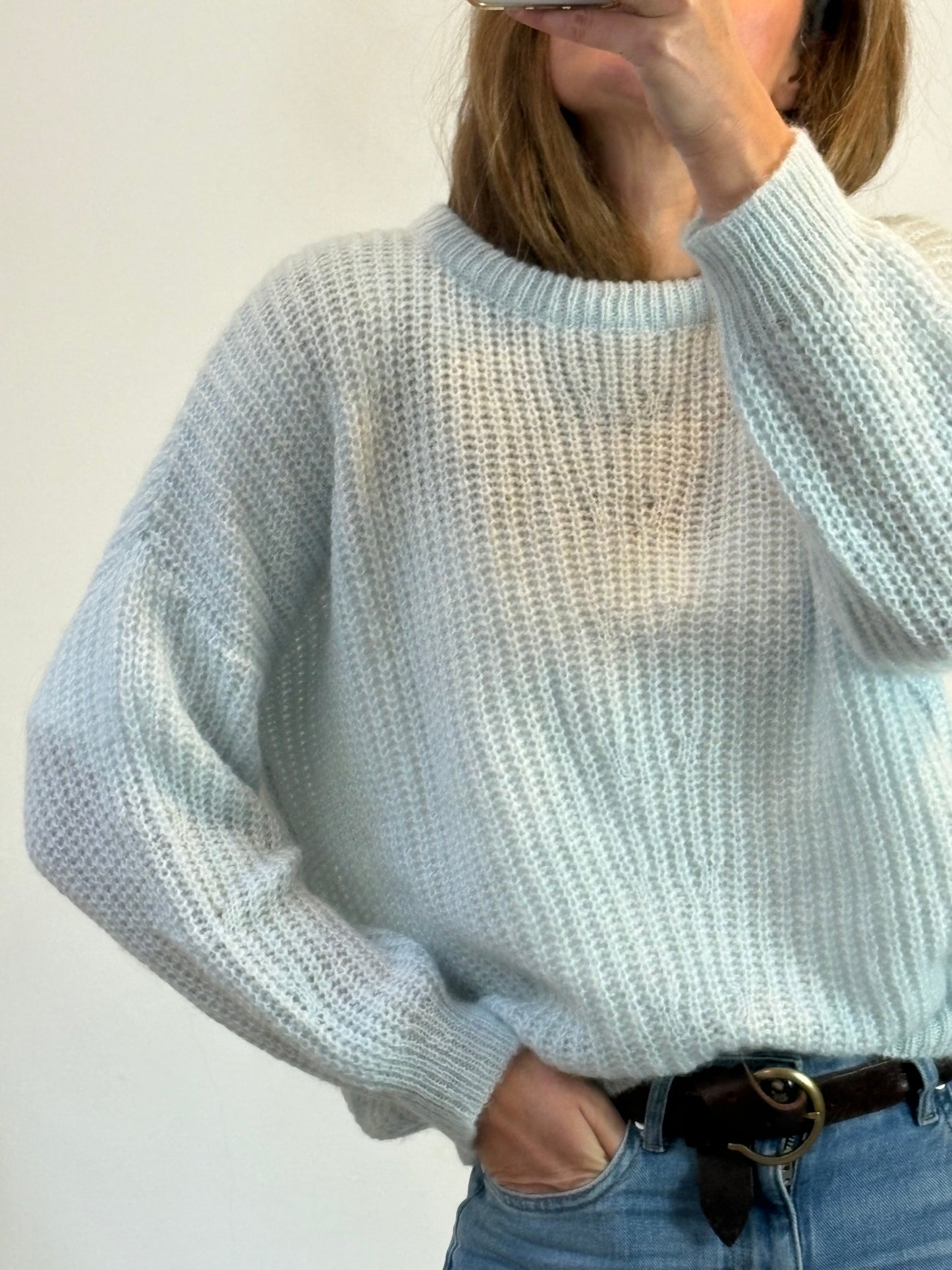 TRIANA BY C. Jersey azul claro cuello redondo