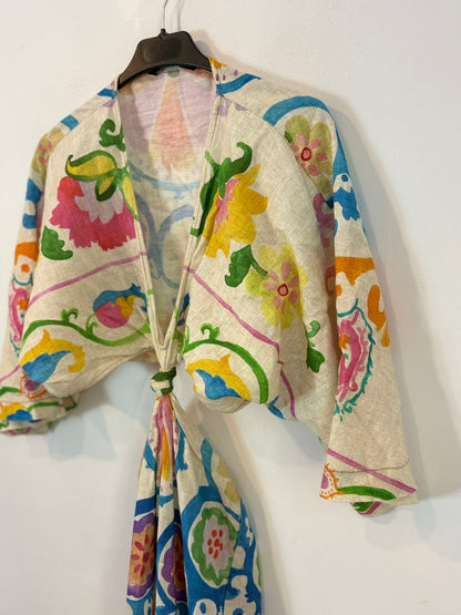 ZARA. Vestido aberturas estampado mezcla