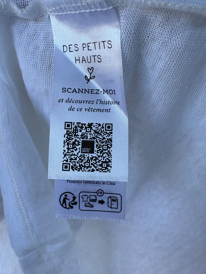 DES PETITS HAUTS. Top lino blanco detalle mangas