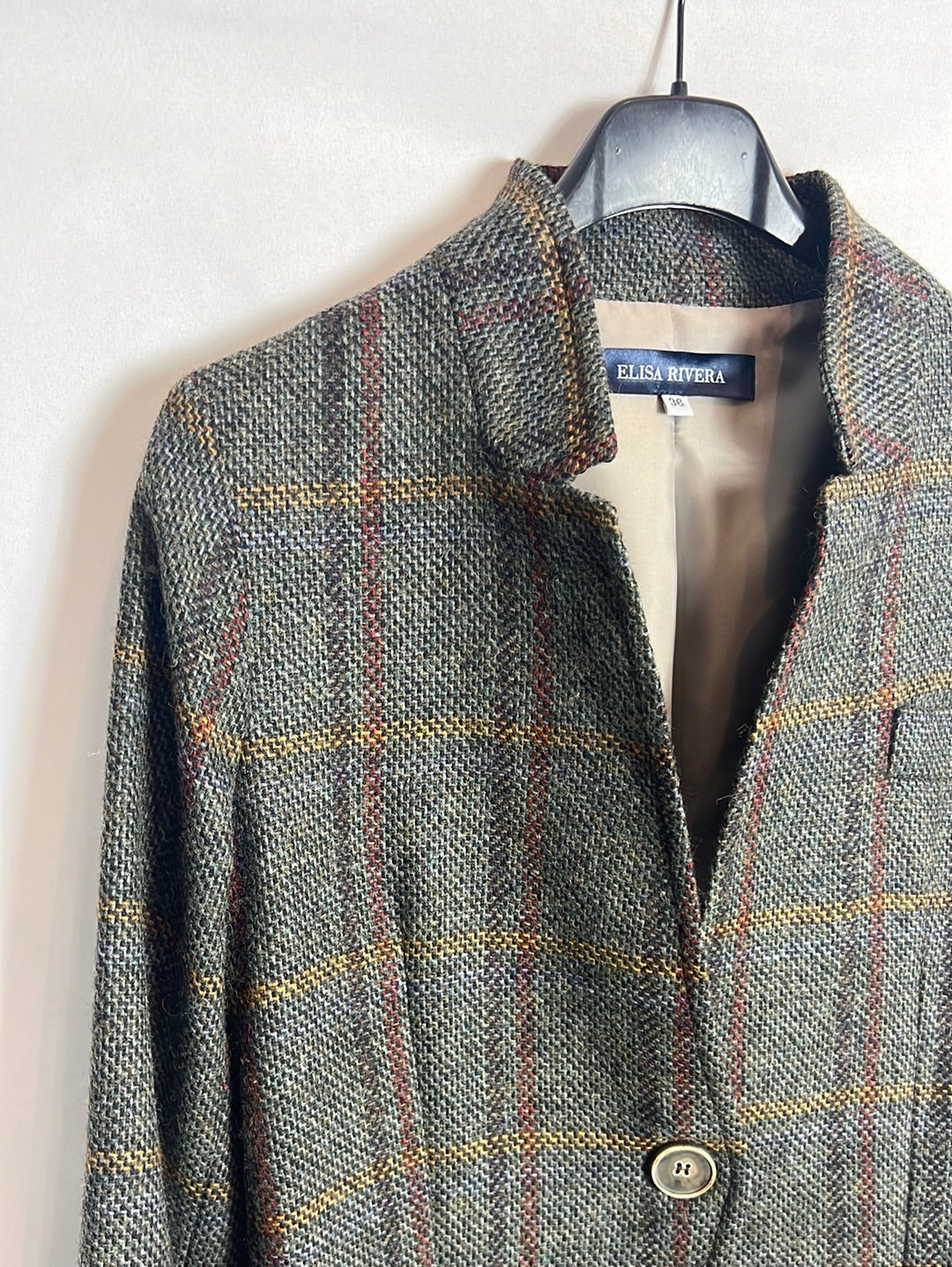 ELISA RIVERA. Blazer lana espiga . T 36