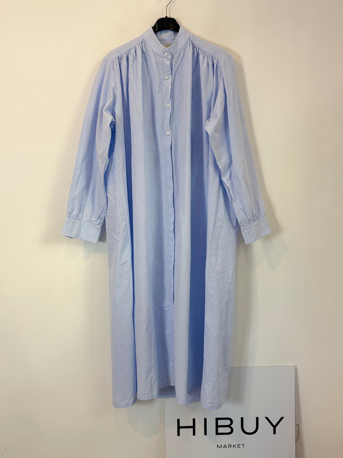 DATURA. Vestido largo azul camsiero