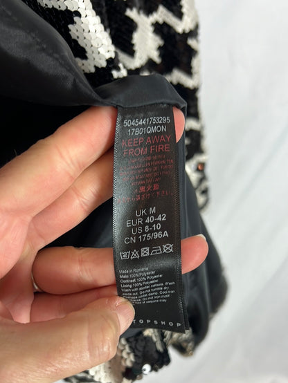 TOPSHOP. Houndstooth Sequin Blazer. TM