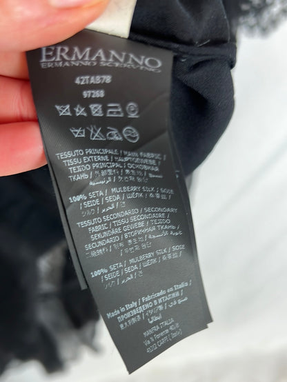 ERMANNO SCERVINO. Vestido negro seda y encaje. T 42