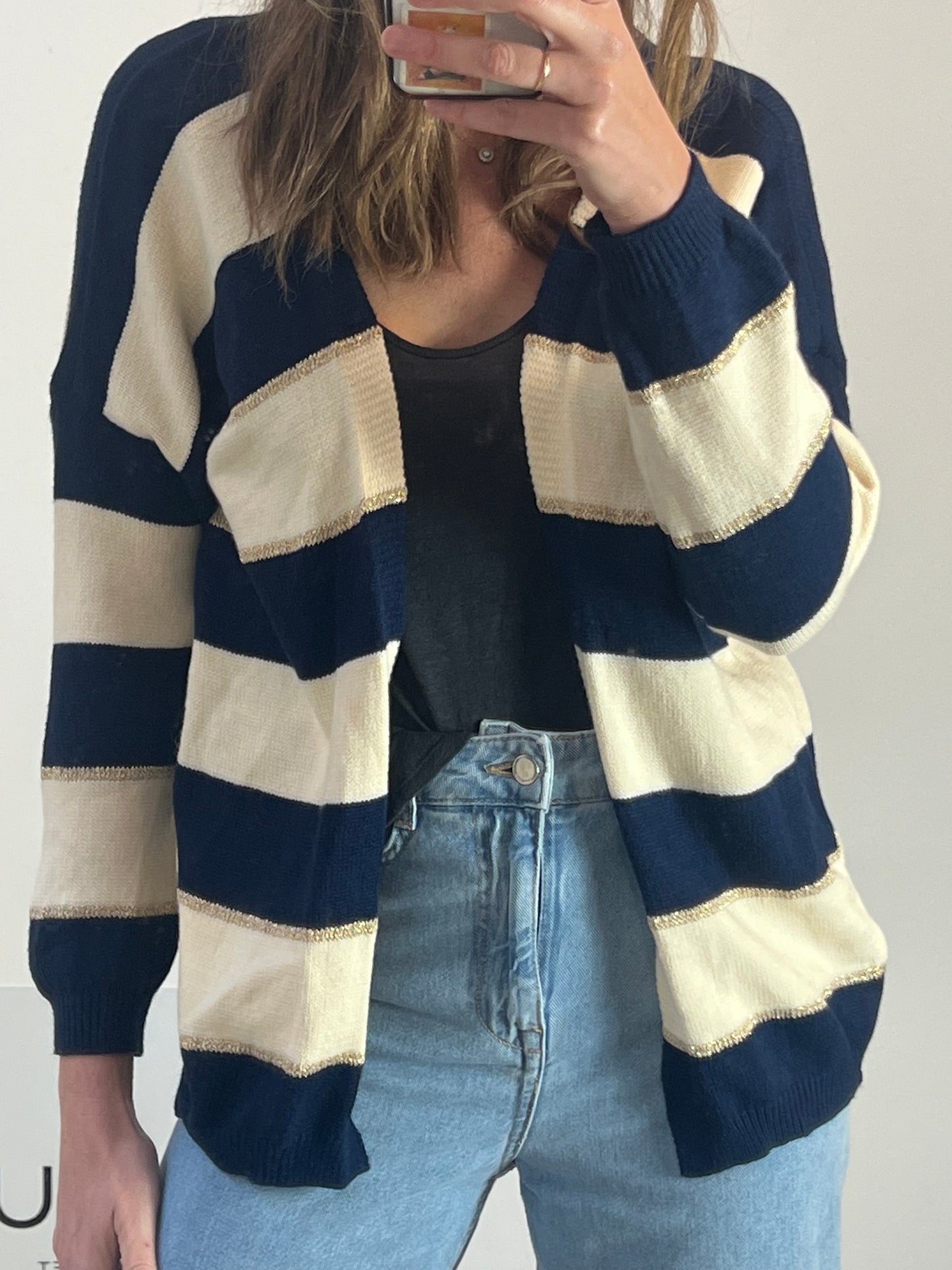 M SARA. Cárdigan rayas hilos brillo. T S/M