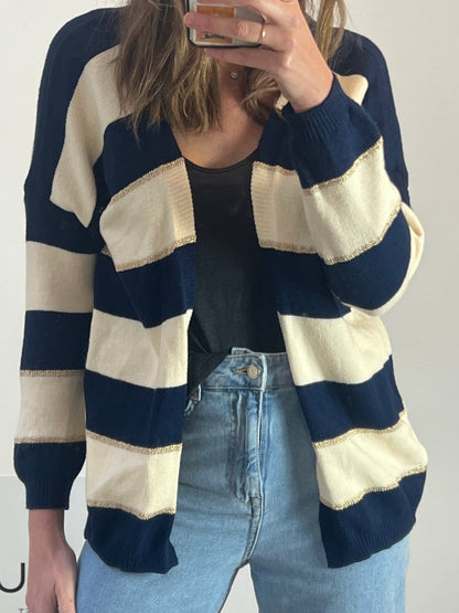 M SARA. Cárdigan rayas hilos brillo. T S/M