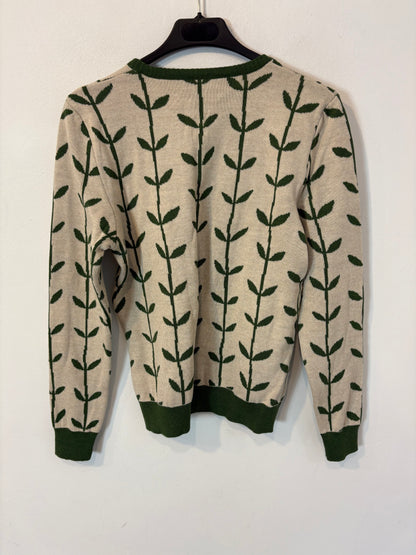 BACK COUTURE. Jersey merino hojas en verde