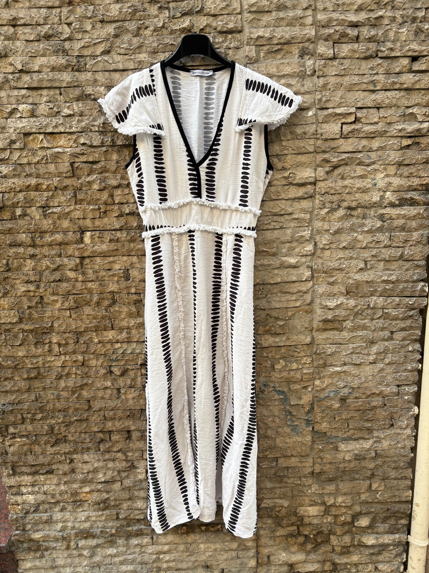 OTRAS. Vestido midi lino flecos