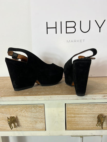 CLERGERIE. Sandalias plataforma negros T.39