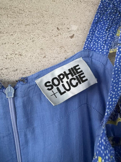 SOPHIE+LUCIE. Vestido largo azul estampado