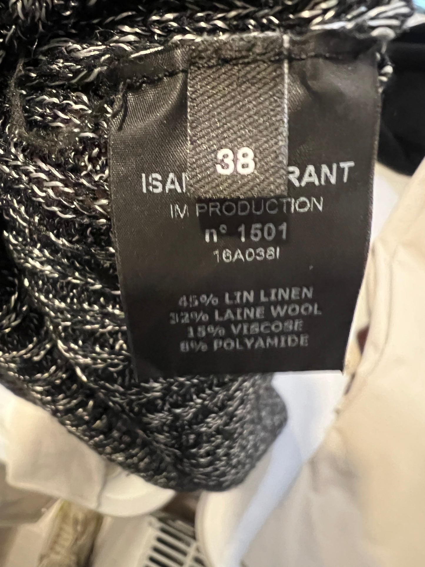 ISABEL MARANT. Vestido gris canalé  jaspeado. T 36