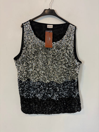 SINTESIS. Top lentejuelas plateadas