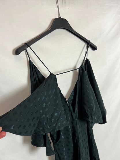 ZARA. Asymmetrical green satin top. TS