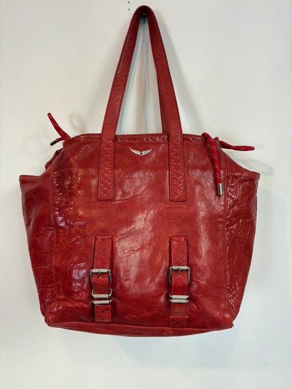 ZADIG & VOLTAIRE. Bolso shopper rojo piel