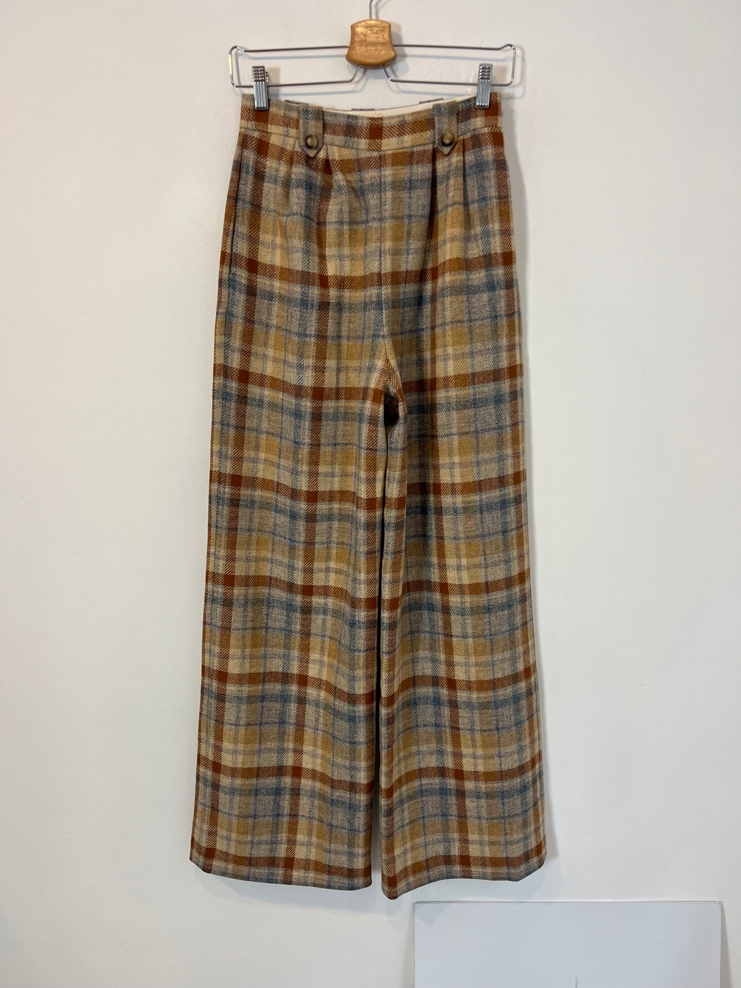 SEZANE. Checked wide-leg trousers size 34