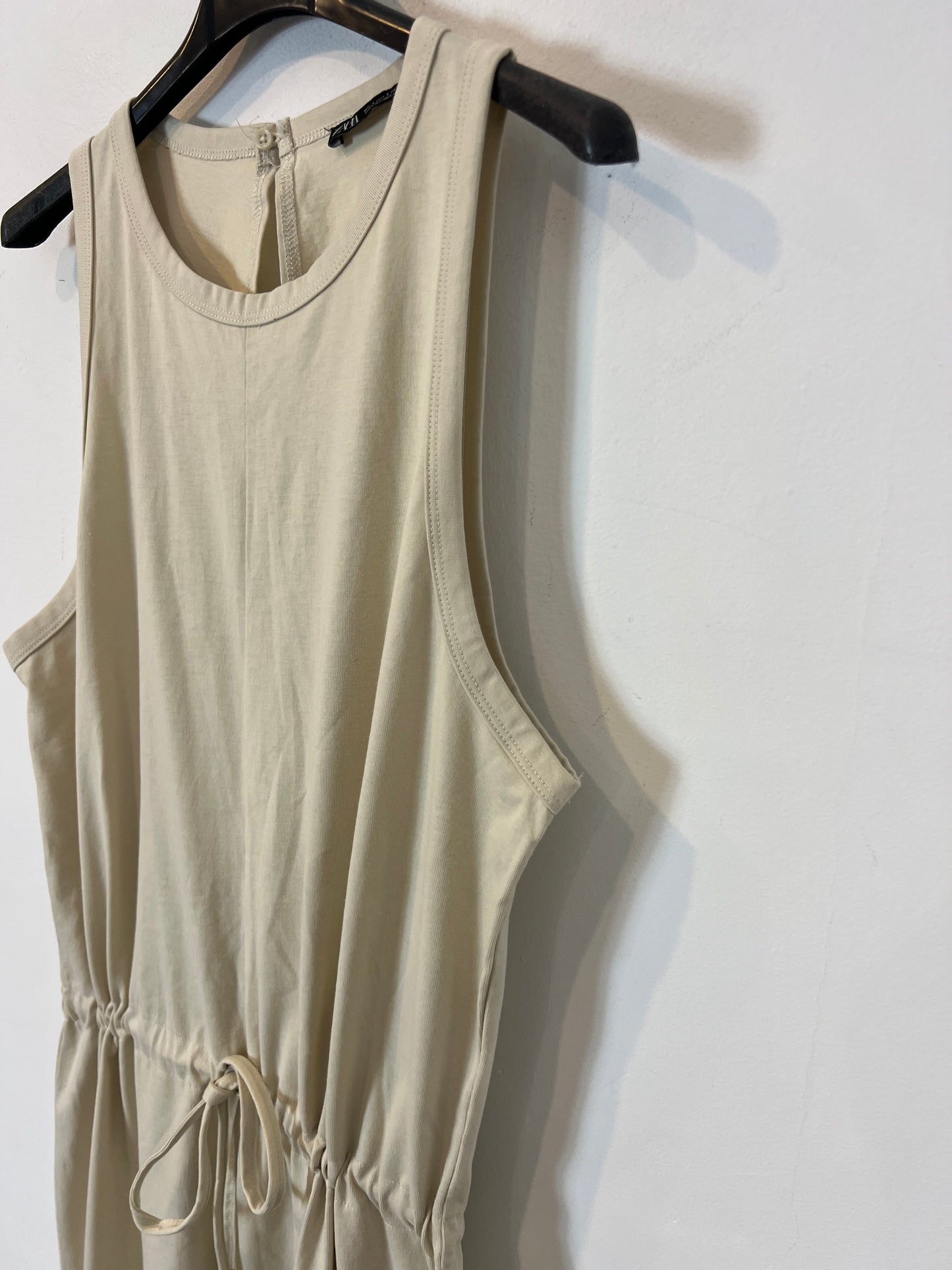 ZARA . Mono largo beige algodón. T L (M)