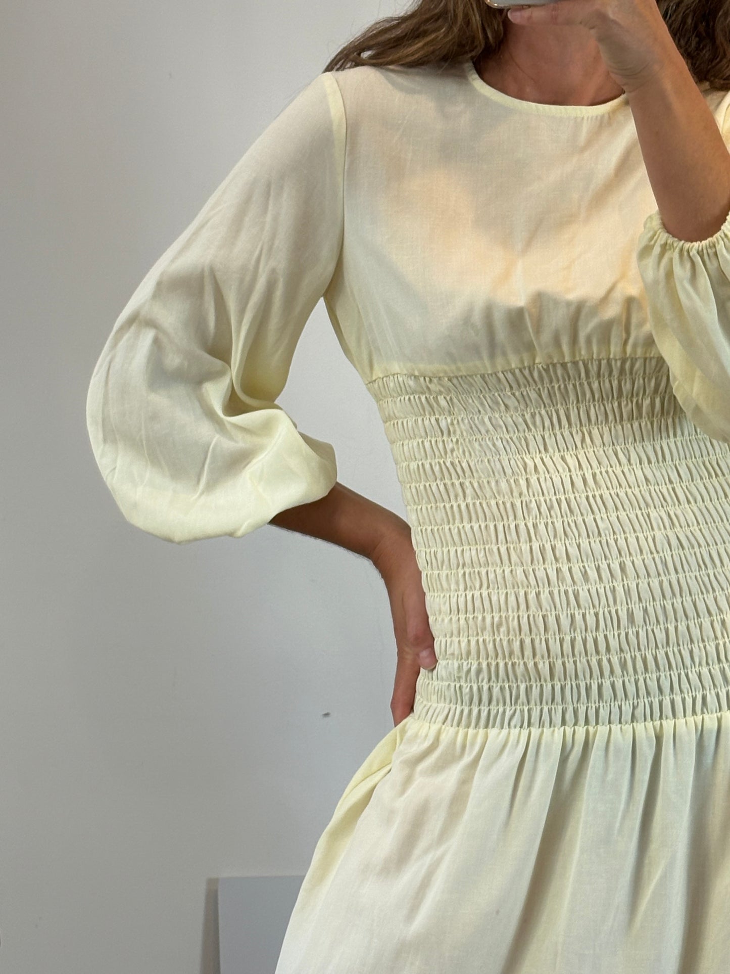 SIMORRA. Vestido amarillo con lino  T.38