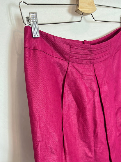 YERA. Falda midi lino rosa. T 40