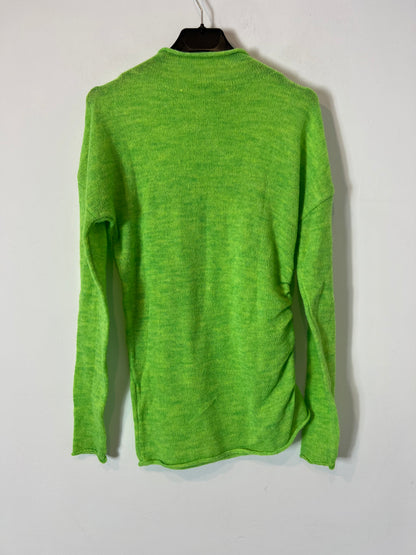 OTRAS. Jersey verde flúor detalle fruncido. T S